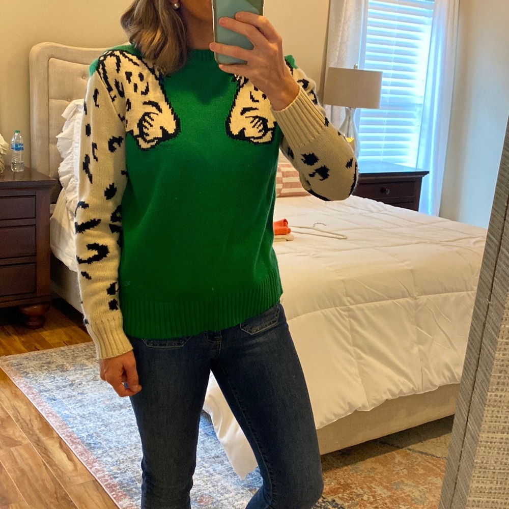 Leopard sleeve sweater